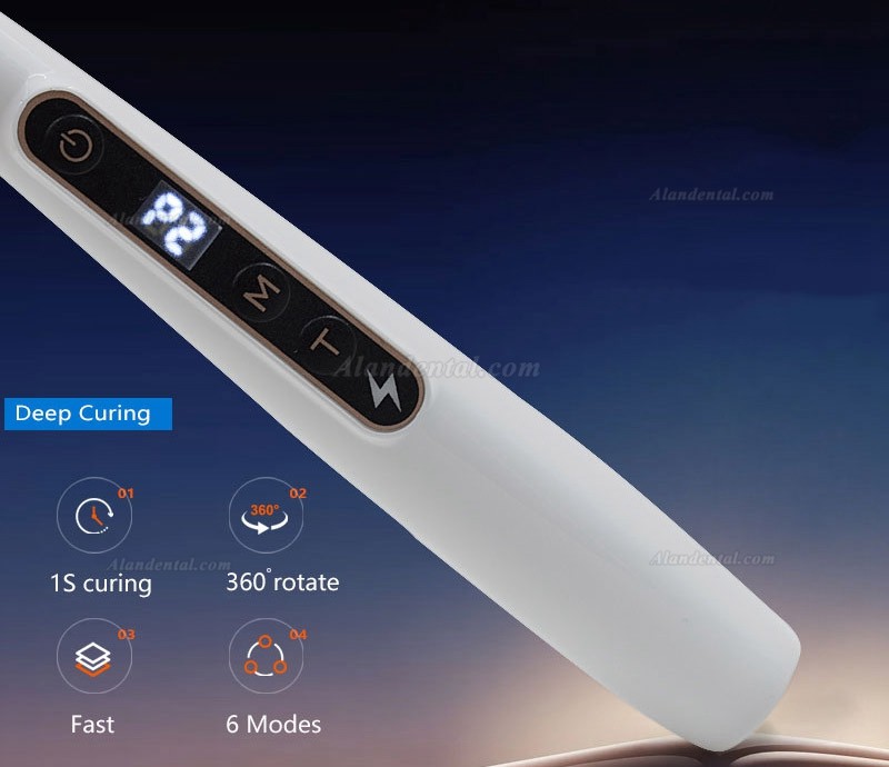 Dental LED Curing Light 6 Modes 1800MW/CM2 with Caries Detector